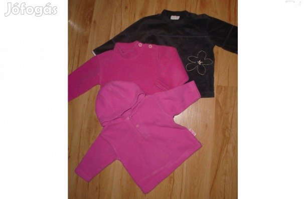 3 db puha polár pulóver 80-as méret, kb. 1-2 éves kislánynak