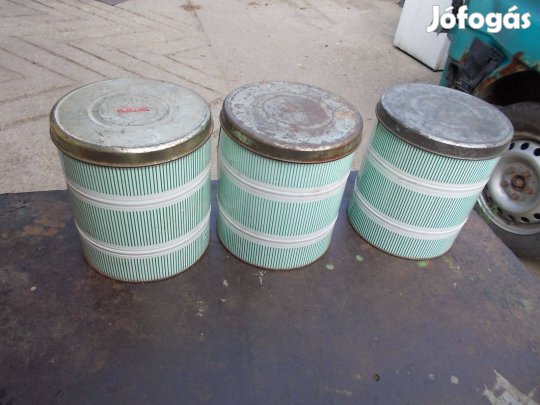 3 db retro fém konyhai tároló doboz magyar