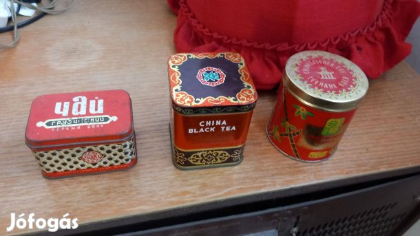 3 db retro ritka fém teás doboz jó állapotban