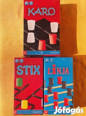 3 db stratégiai logikai társasjáték Karo, Linja, Stix ritka, 2 fős