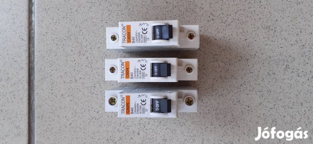 3 db új Tracon B 40 A kismegszakító