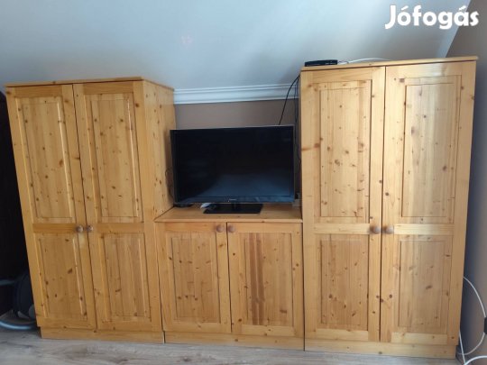 3 elemes lakkozott fenyő szekrénysor