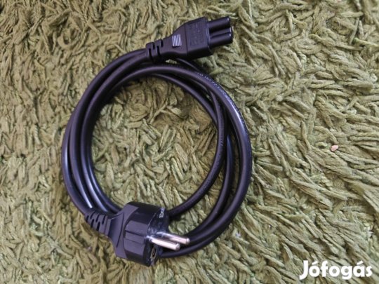 3 eres, 1,5m (mikiegeres) hálózati tápkábel, pl. laptophoz.