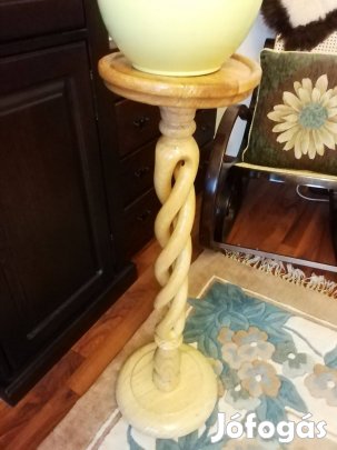 3 fából csavart antik posztamens, virágtartó, szobortartó, 84 cm