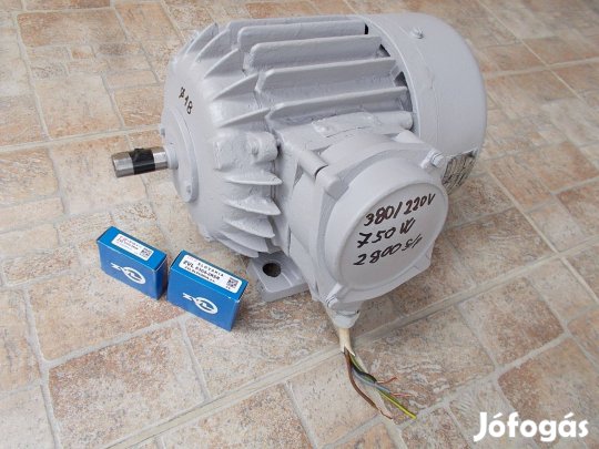 3 fázisú villanymotor 380/220V-750W-2880f/p új csapágyakkal