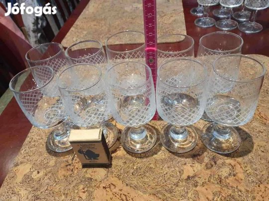 3 féle Retro ikonikus csiszolt talpas pohárkészlet hibátlanok szocreál