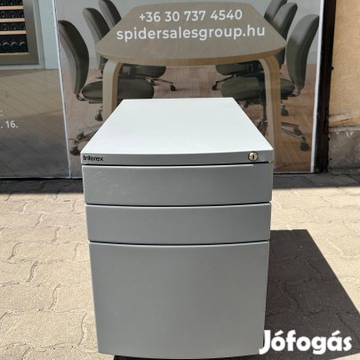 3 fiókos irodai konténer, tároló, fém, Interex - használt irodabútor