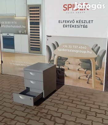 3 fiókos irodai konténer, tároló, gurulós, fém - használt irodabútor