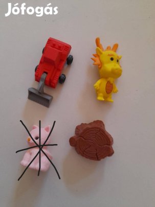3 különböző radír sárkány farönk munkagép 400ft/db