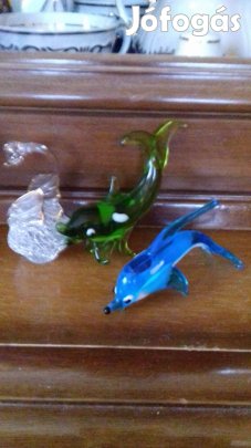 3 különböző régi mini üveg figura