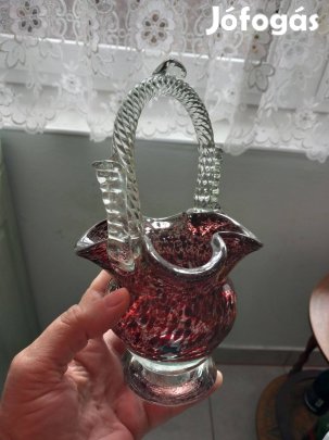 3 különböző színösszeállítású Bohemia üvegkosár