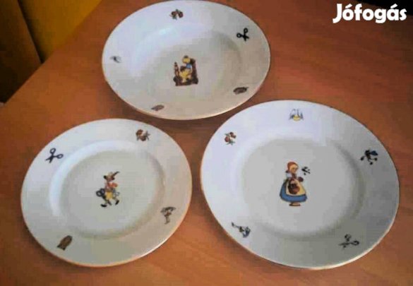 3 részes Zsolnay mesefigurás gyermek tányérszett