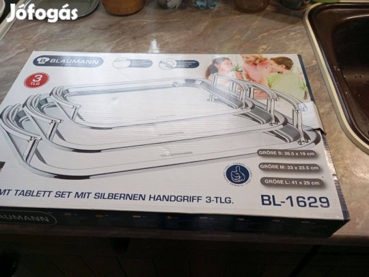 3 részes kromozott német kináló tálca