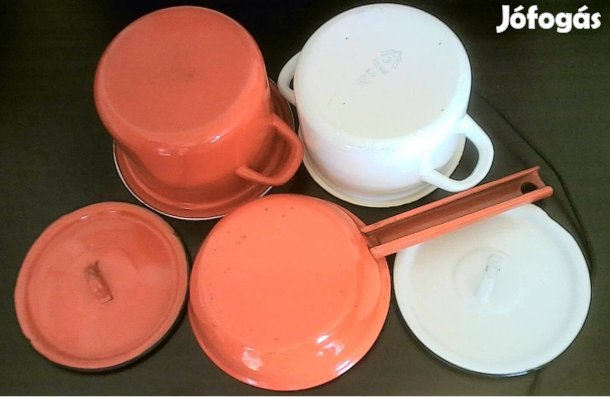 3 részes retro bonyhádi edény szett (serpenyő, fazék)