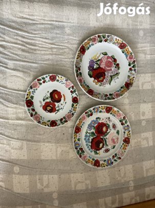 3db alföldi kézifestésű tányér