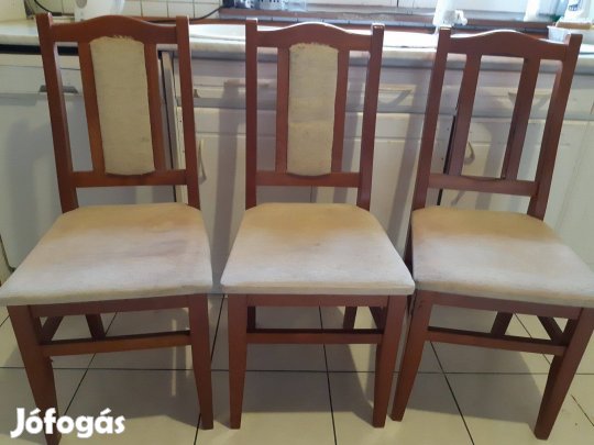 3db fa masszív világos kárpitos étkezőszék