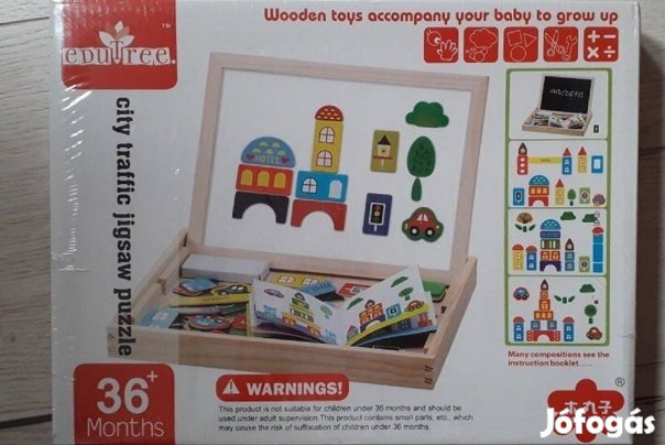 3in1 fa rajz- és mágnestábla városkirakó formákkal