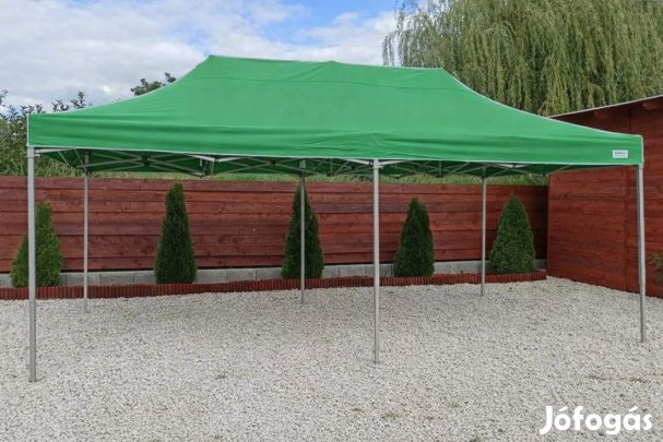 3x6 Erős vízálló pavilon piaci rendezvény horgász sátor zöld 350g/m2