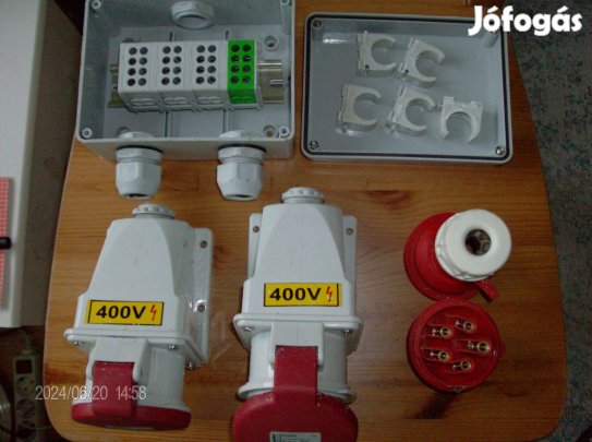 400 v-os (3 fázis) dugalj, dugvilla, osztódoboz, Schneider, Tracon