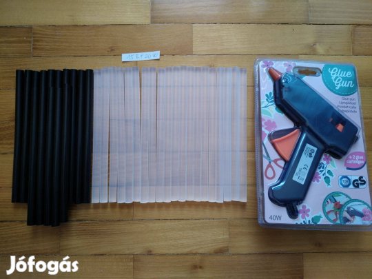 40W ragasztópisztoly+15 db fekete ragasztó rúd+21 db átlátszó rúd 20cm