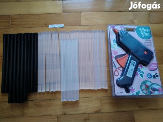 40W ragasztópisztoly+15 db fekete ragasztó rúd+26 db áttetsző rúd 20cm