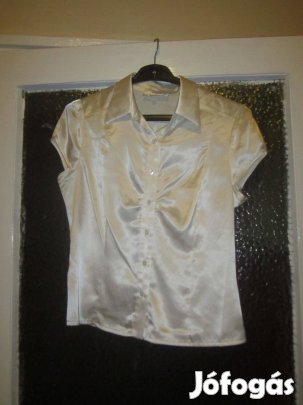 40-es Szöszy selyemfényű rövid ujjú törtfehér blúz