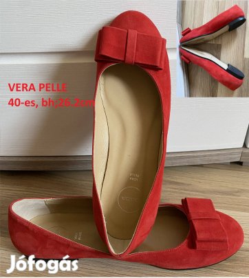 40-es Vera Pelle Clizia piros balerina cipő-bőrcipő Újszerű