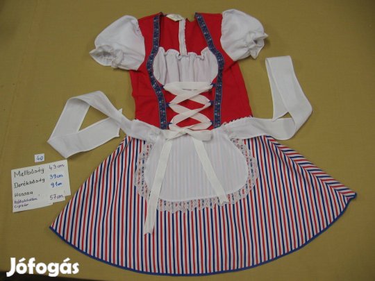 40-es női, rövid ujjú, drindl, karnevál jelmez