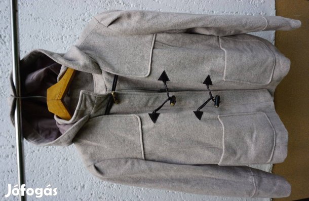 40-es világos szürke női bélelt, kapucnis félkabát eladó