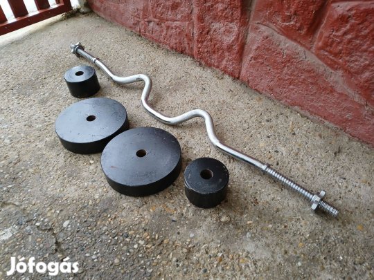 40 kg francia rudas súlyzó készlet szett rúd súlytárcsa fém vas