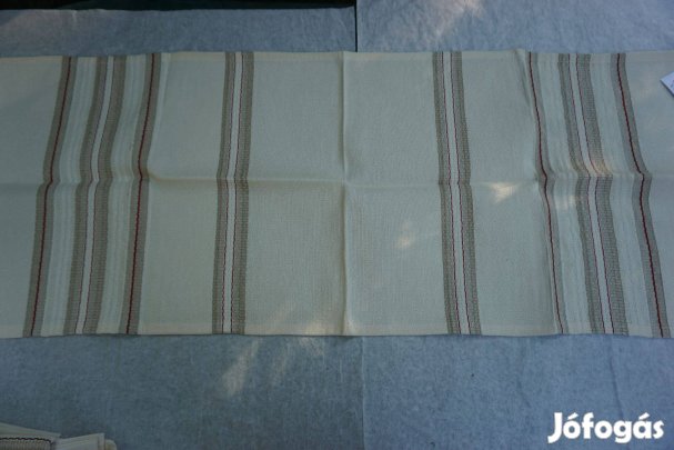 40x100 cm.-es hevesi háziipari drapp csíkmintás szőttes futó eladó