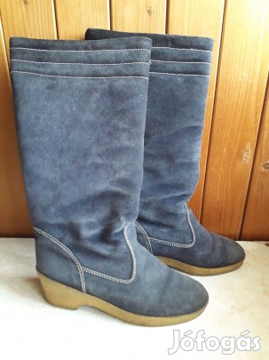 41 -es kék, hasított bőr csizma