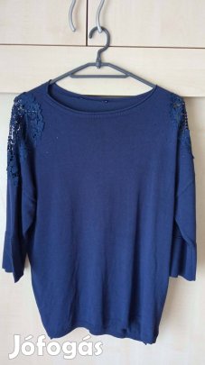 42-es kb női csipkés vállú 3/4 ujjú pulóver