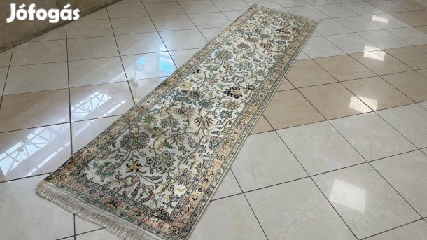 4334 Kasmíri hernyóselyem Isfahan kézi perzsa futó szőnyeg 77X310CM