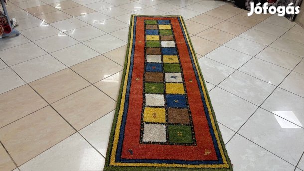 4347 Álomszép Indiai Gabbeh kézi csomó gyapjú futó szőnyeg 78X270CM
