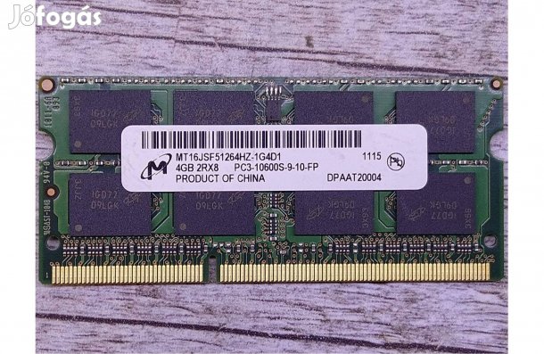 4GB DDR3 notebook RAM Micron MT16JSF51264HZ 1333MHz SO-DIMM memória
