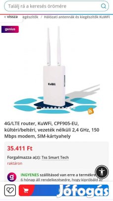 4G/LTE router, Kuwfi, CPF905-EU, kültéri/beltéri, vezeték nélküli 2,4