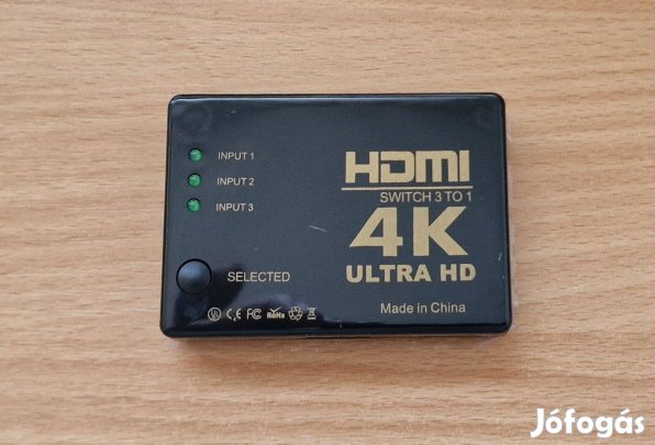 4K HDMI HUB elosztó (3 HDMI be és 1 HDMI kimenet)