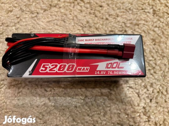4S 14,8 Volt 5200 mAh 100C Keménytokos Rc Lipo akku etetőhajóba