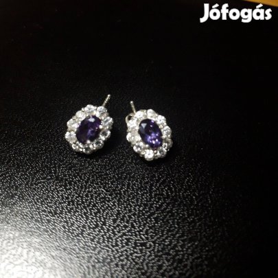 4,4 gramm 925-ös ezüst lila köves fülbevaló eladó