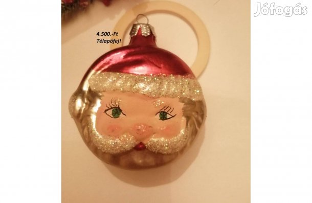 4.500.-Ft! Nagyon régi üveg Mikulásfej karácsonyfadísz!