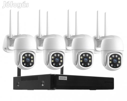 4 Kltri Wifi forgathat megfigyel kamera rendszer 3MP, 8 csatorns
