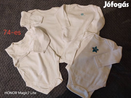 4 darab 74-es hosszú ujjú body - foltmentes, egyben eladó
