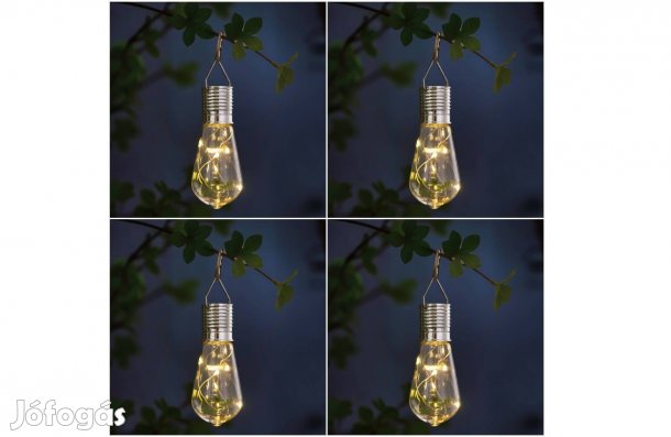 4 darab Felakasztható szolár lámpa - izzó - 4 melegfehér LED