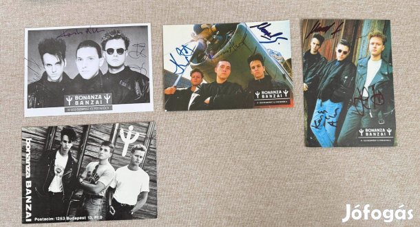 4 db Eredeti dedikált Bonanza Banzai kártya eladó egyben!