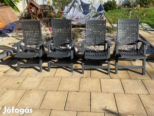 4 db Grosfillex Erős Karfás Műanyag Kerti Szék Antracit szürke