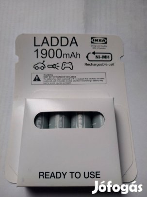 4 db Ladda IKEA Eneloop AA ceruza 1900 mAh akku bontatlan, elem