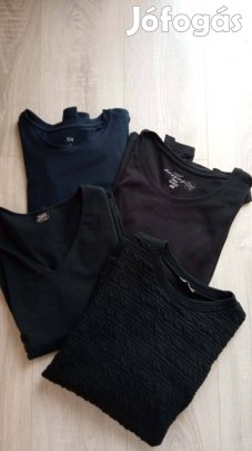 4 db M-L fekete női hosszú ujjú póló együtt 1000 Ft