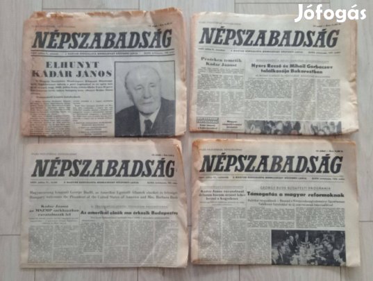 4 db Népszabadság 1989-ből (az egyiken Kádár János)