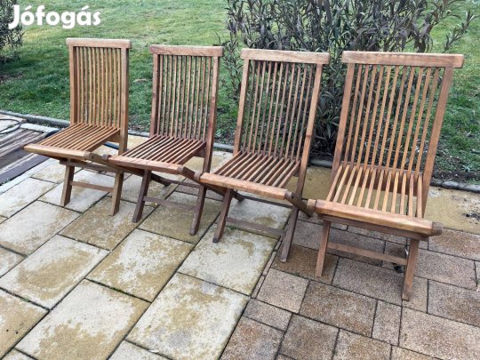 4 db Tömör Tikfa Összecsukható Kerti szék